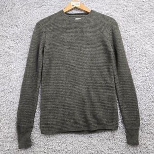 Faherty Waffle Knit Sweater Mens Small Olive Green Wool Cashmere Coastal